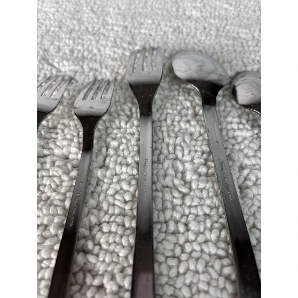 Robie Doric Glossy Stainless Steel Silver Flatware‎ Set 6pcs Forks & Spoons